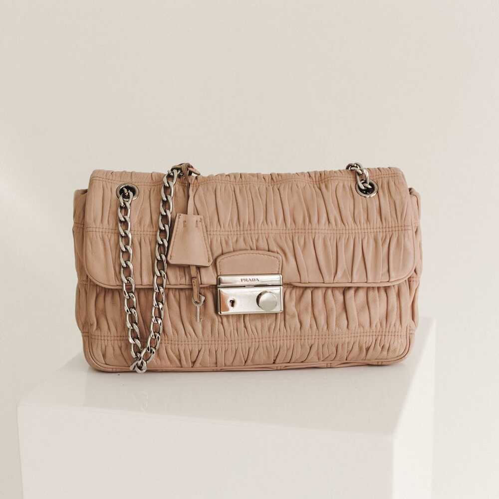 Prada Nappa Gaufre Chain Shoulder Bag in Nude Pink Grained Leather